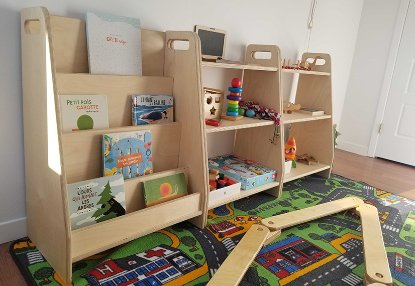 Bibliothèque et étagères Montessori en bois pour tout-petits